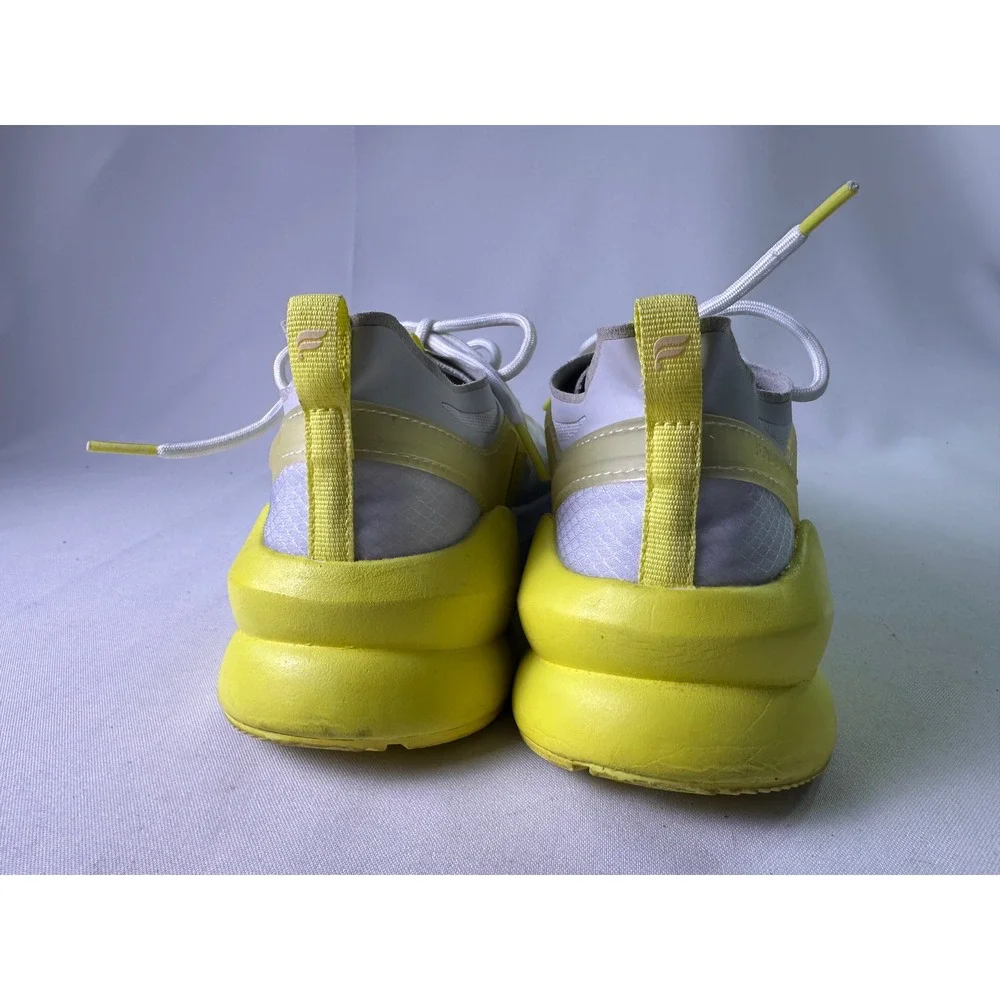 Fabletics Cheviot Performance Sneaker Women Sz 7 White Neon Yellow Athletic Gym‎